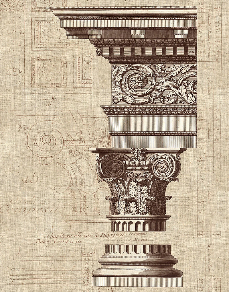 Architectural Rendering I Burlap Sepia Crop 22x28 by Wild Apple Portfolio