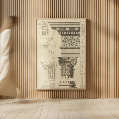 Architectural Rendering I Cream by Wild Apple Portfolio. shown as over sized large wall art. Available as an archival giclee rolled canvas, fine art paper, or poster print. SKU 15525h.