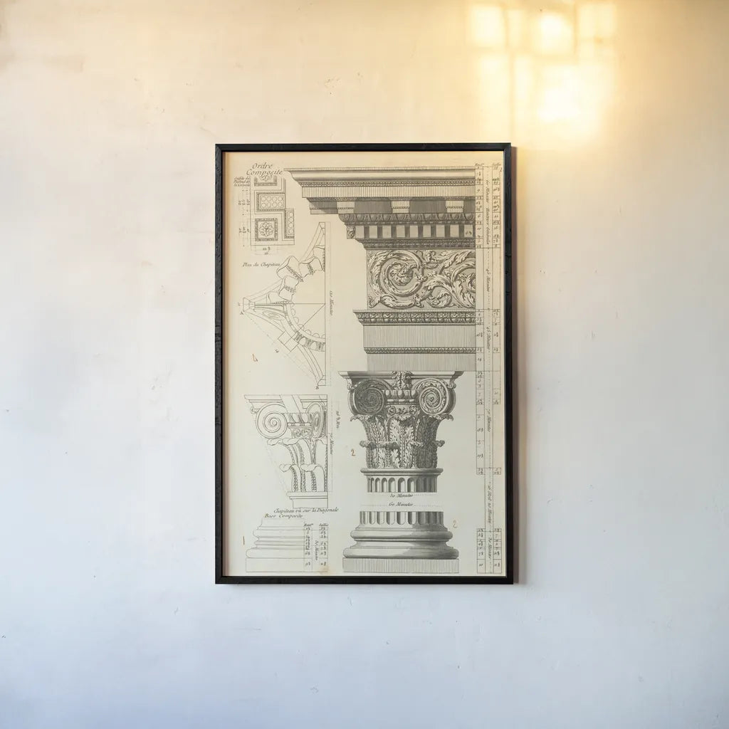 Architectural Rendering I Cream by Wild Apple Portfolio. shown as a paper print in a black flame. Available as a archival giclee rolled canvas, fine art paper, or poster print. SKU 15525h.