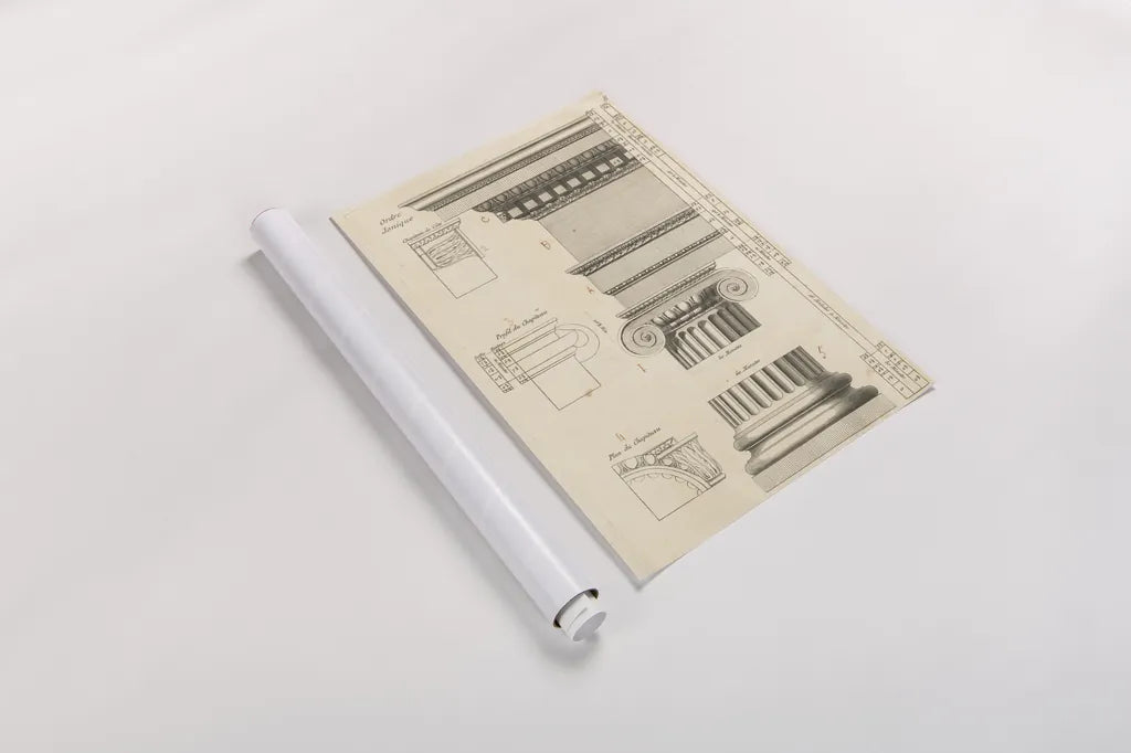 Architectural Rendering II Cream by Wild Apple Portfolio. shown as a rolled paper print. Available as archival giclee rolled canvas, fine art paper, or poster print. SKU 15526h.