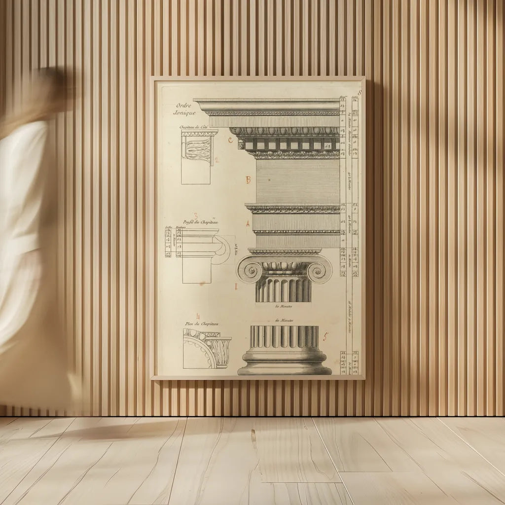 Architectural Rendering II Cream by Wild Apple Portfolio. shown as over sized large wall art. Available as an archival giclee rolled canvas, fine art paper, or poster print. SKU 15526h.