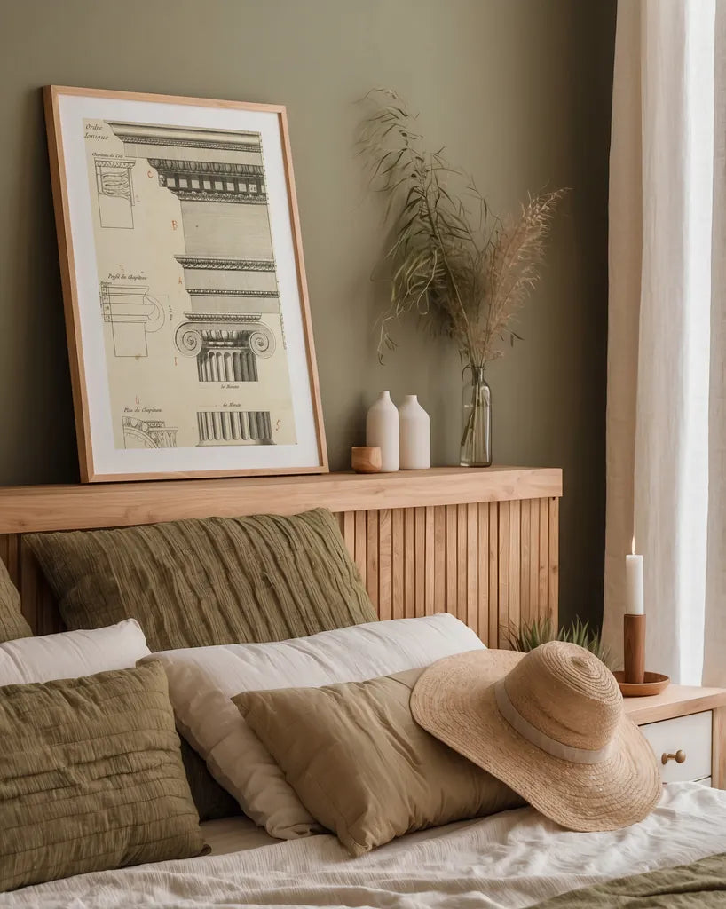 Architectural Rendering II Cream by Wild Apple Portfolio. shown as a paper print in a natural frame. Available as a archival giclee rolled canvas, fine art paper, or poster print. SKU 15526h.