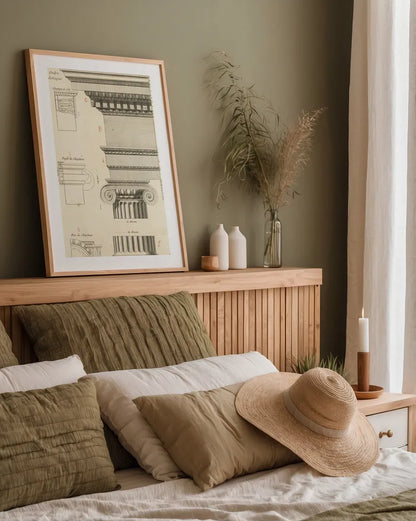 Architectural Rendering II Cream by Wild Apple Portfolio. shown as a paper print in a natural frame. Available as a archival giclee rolled canvas, fine art paper, or poster print. SKU 15526h.