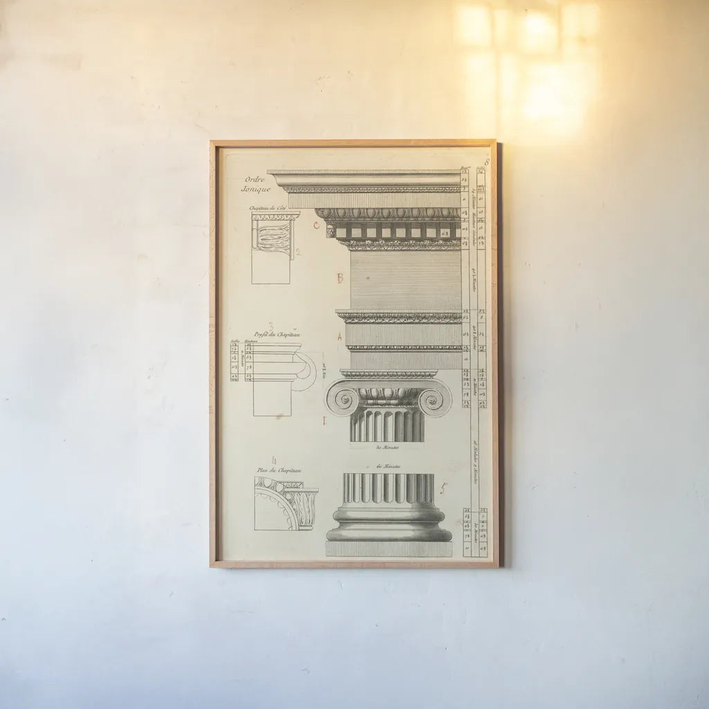 Architectural Rendering II Cream by Wild Apple Portfolio. shown as a paper print in a natural frame. Available as a archival giclee rolled canvas, fine art paper, or poster print. SKU 15526h.