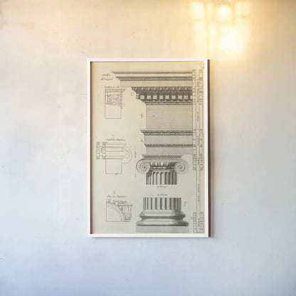 Architectural Rendering II Cream by Wild Apple Portfolio. shown as a paper print in a white frame. Available as a archival giclee rolled canvas, fine art paper, or poster print. SKU 15526h.