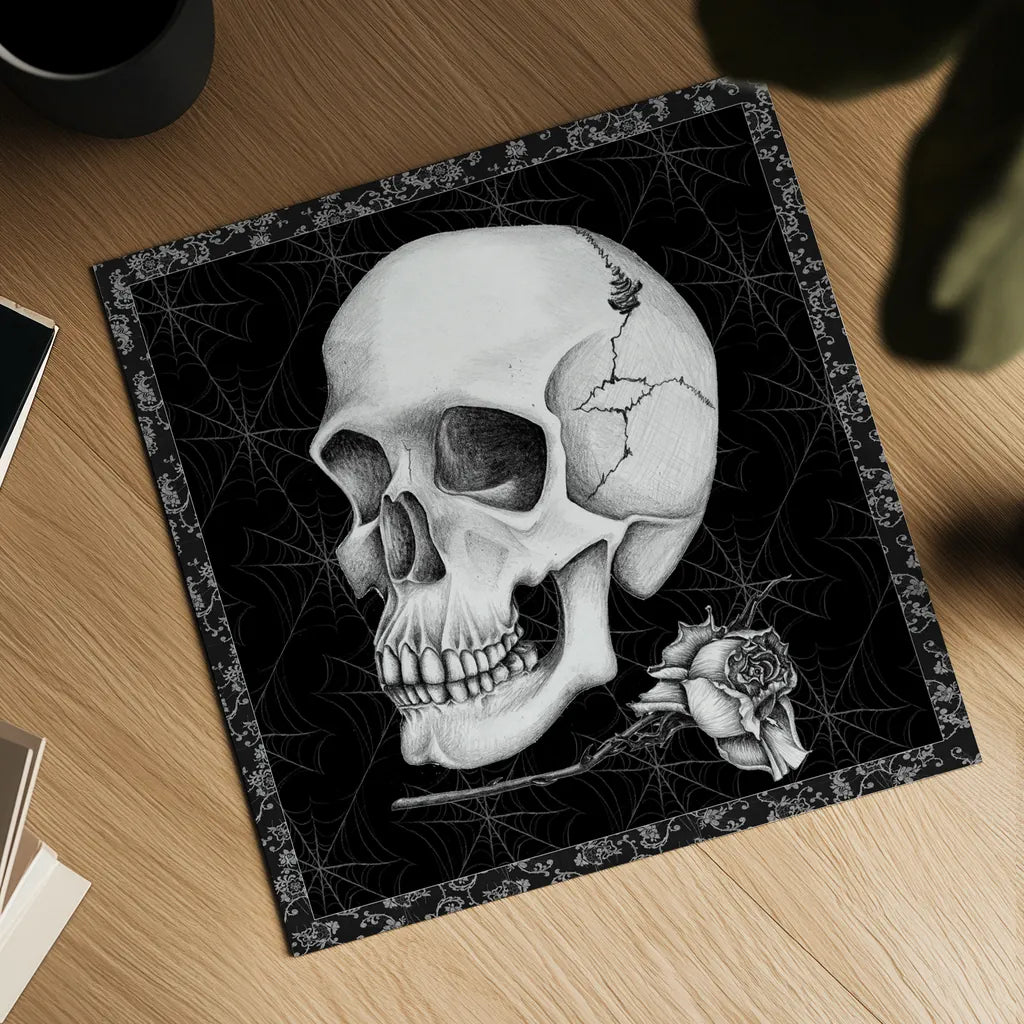 Arsenic and Old Lace BW No Words III by Wild Apple Portfolio. Shown as a detailed flat fine art print, highlighting archival giclee quality. Available as an archival giclee rolled canvas, fine art paper, or poster print. SKU 93899a.