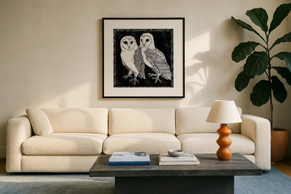 Arsenic and Old Lace BW No Words IV by Wild Apple Portfolio. Displayed in a glass frame with matte in a clean modern living room. Available as an archival giclee rolled canvas, fine art paper, or poster print. SKU 93900a.