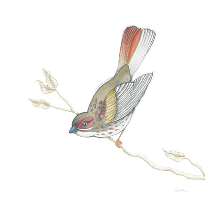 Arts and Crafts Birds II on White by Wild Apple Portfolio. SKU 61170a. Archival Giclee Fine art print for wall decor.