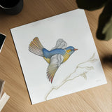 Arts and Crafts Birds III on White by Wild Apple Portfolio. Shown as a detailed flat fine art print, highlighting archival giclee quality. Available as an archival giclee rolled canvas, fine art paper, or poster print. SKU 61171a.