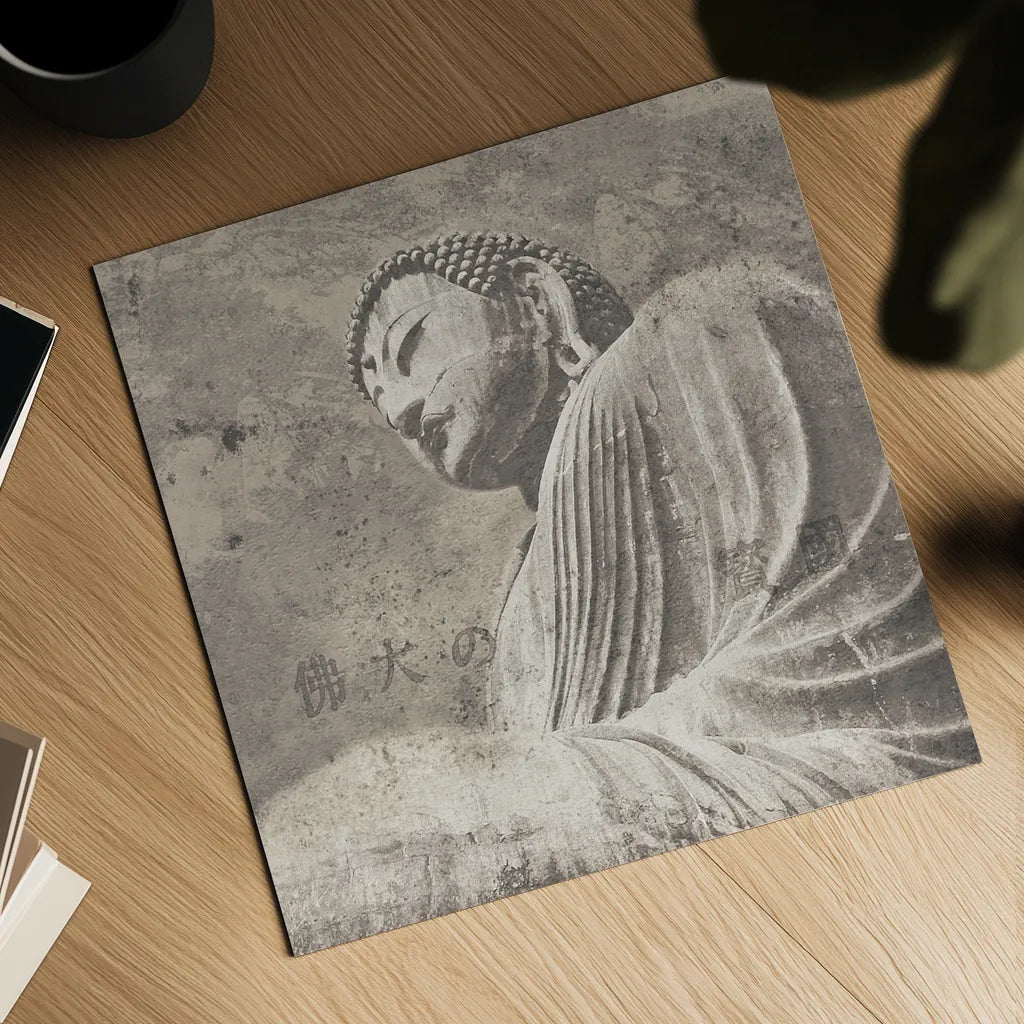 Asian Buddha II Neutral by Wild Apple Portfolio. Shown as a detailed flat fine art print, highlighting archival giclee quality. Available as an archival giclee rolled canvas, fine art paper, or poster print. SKU 30792a.