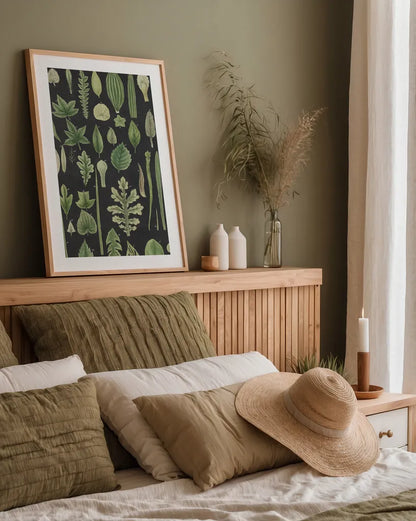 Assortment of Leaves II Charcoal Crop by Wild Apple Portfolio. shown as a paper print in a natural frame. Available as a archival giclee rolled canvas, fine art paper, or poster print. SKU 50542h.