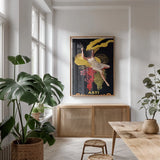 Asti Cinzano Poster by Wild Apple Portfolio. shown as a print in a natural wood frame in a dining room. Available as a archival giclee rolled canvas, fine art paper, or poster print. SKU 104305h.