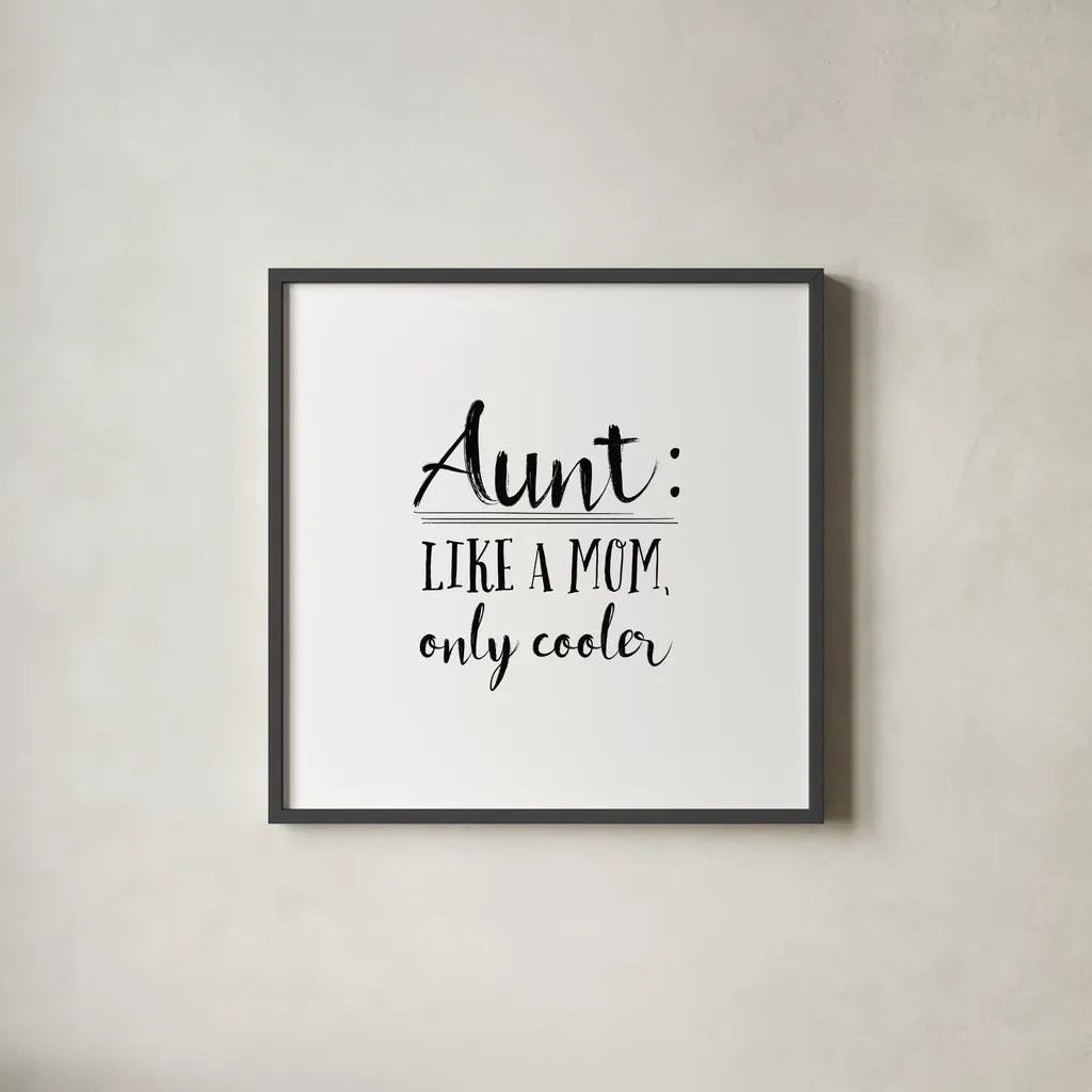 Aunt Inspiration I by Wild Apple Portfolio. Shown in a sleek black glass frame for a contemporary gallery look. Available as an archival giclee rolled canvas, fine art paper, or poster print. SKU 54318a.