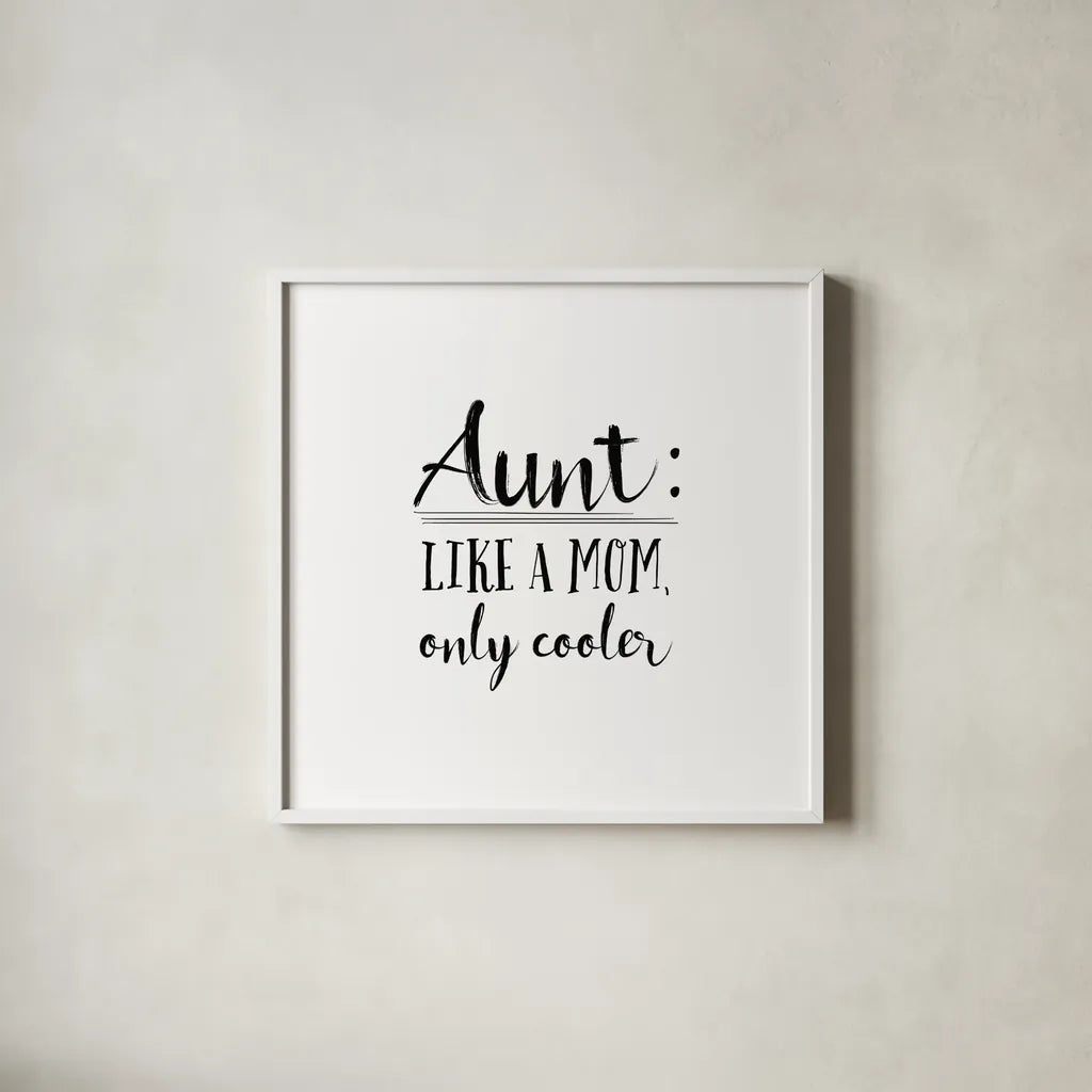 Aunt Inspiration I by Wild Apple Portfolio. Shown in a crisp white glass frame for a clean and minimalist style. Available as an archival giclee rolled canvas, fine art paper, or poster print. SKU 54318a.