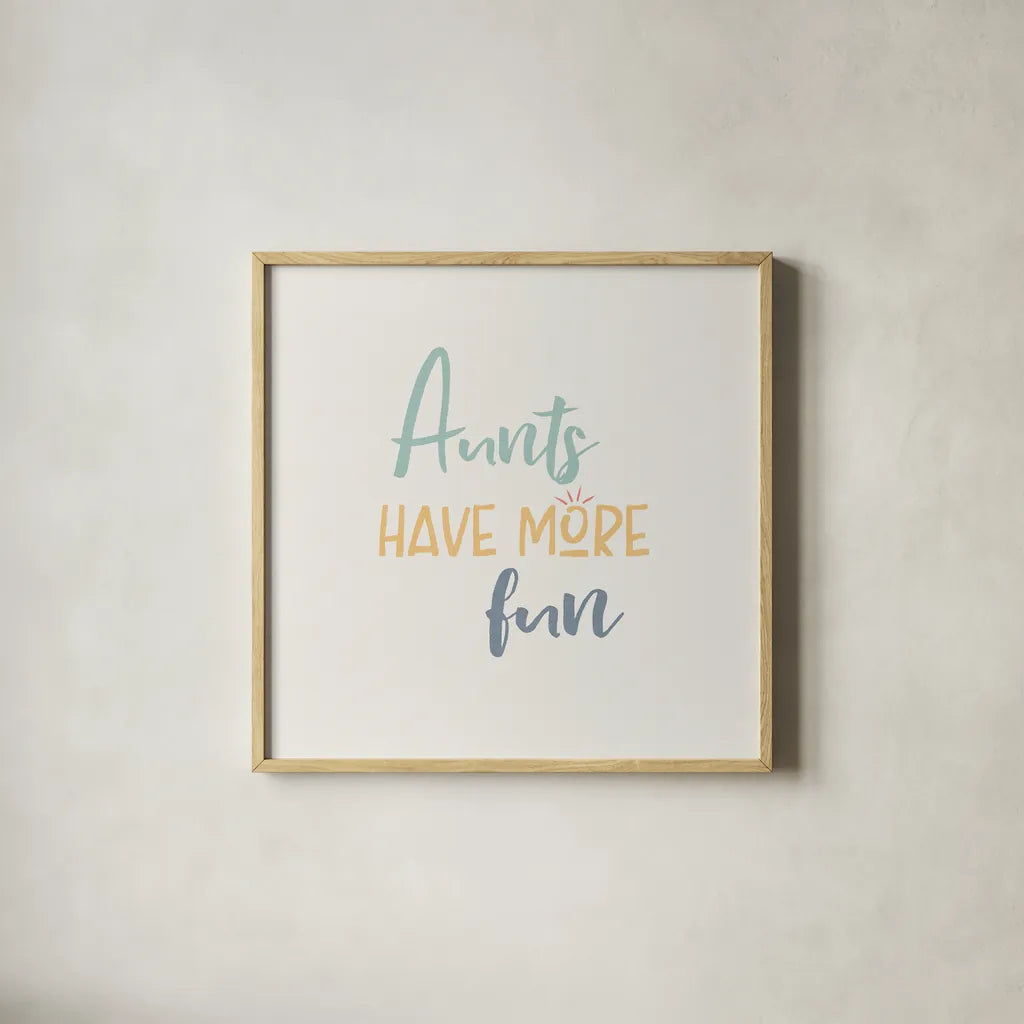 Aunt Inspiration II Color by Wild Apple Portfolio. Shown in a natural wood glass frame for a timeless modern aesthetic. Available as an archival giclee rolled canvas, fine art paper, or poster print. SKU 54607a.