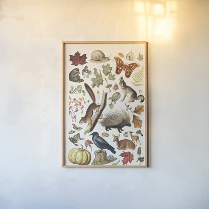 Autumn Chart I by Wild Apple Portfolio. shown as a paper print in a natural frame. Available as a archival giclee rolled canvas, fine art paper, or poster print. SKU 101833h.