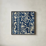 Bali Tapestry I by Wild Apple Portfolio. Shown in a sleek black glass frame for a contemporary gallery look. Available as an archival giclee rolled canvas, fine art paper, or poster print. SKU 16637a.