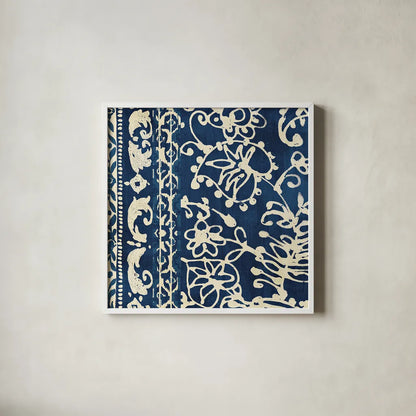 Bali Tapestry I by Wild Apple Portfolio. Shown in a crisp white glass frame for a clean and minimalist style. Available as an archival giclee rolled canvas, fine art paper, or poster print. SKU 16637a.