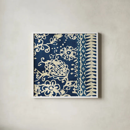 Bali Tapestry II by Wild Apple Portfolio. Shown in a crisp white glass frame for a clean and minimalist style. Available as an archival giclee rolled canvas, fine art paper, or poster print. SKU 16638a.