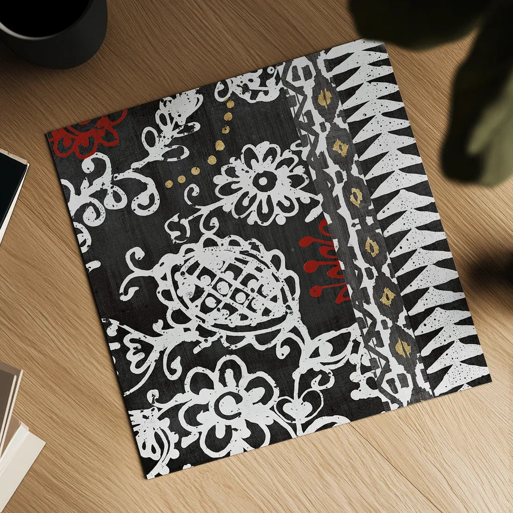 Bali Tapestry II BW by Wild Apple Portfolio. Shown as a detailed flat fine art print, highlighting archival giclee quality. Available as an archival giclee rolled canvas, fine art paper, or poster print. SKU 28754a.