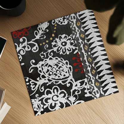 Bali Tapestry II BW by Wild Apple Portfolio. Shown as a detailed flat fine art print, highlighting archival giclee quality. Available as an archival giclee rolled canvas, fine art paper, or poster print. SKU 28754a.