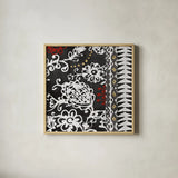Bali Tapestry II BW by Wild Apple Portfolio. Shown in a natural wood glass frame for a timeless modern aesthetic. Available as an archival giclee rolled canvas, fine art paper, or poster print. SKU 28754a.