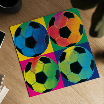 Ball Four - Soccer by Wild Apple Portfolio. Shown as a detailed flat fine art print, highlighting archival giclee quality. Available as an archival giclee rolled canvas, fine art paper, or poster print. SKU 59234a.