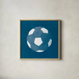 Ball Four Blueprint II by Wild Apple Portfolio. Shown in a natural wood glass frame for a timeless modern aesthetic. Available as an archival giclee rolled canvas, fine art paper, or poster print. SKU 62237a.