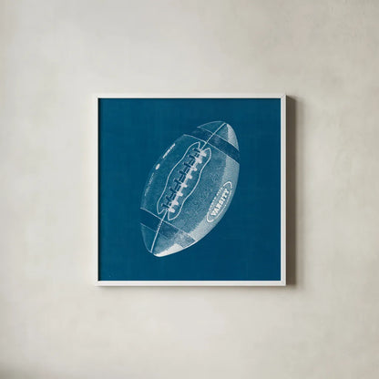 Ball Four Blueprint III by Wild Apple Portfolio. Shown in a crisp white glass frame for a clean and minimalist style. Available as an archival giclee rolled canvas, fine art paper, or poster print. SKU 62238a.