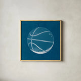Ball Four Blueprint IV by Wild Apple Portfolio. Shown in a natural wood glass frame for a timeless modern aesthetic. Available as an archival giclee rolled canvas, fine art paper, or poster print. SKU 62239a.