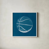 Ball Four Blueprint IV by Wild Apple Portfolio. Shown in a crisp white glass frame for a clean and minimalist style. Available as an archival giclee rolled canvas, fine art paper, or poster print. SKU 62239a.