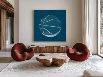 Ball Four Blueprint IV by Wild Apple Portfolio. Shown as extra-large giant wall art in a modern living room. Available as an archival giclee rolled canvas, fine art paper, or poster print. SKU 62239a.