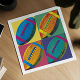 Ball Four Football by Wild Apple Portfolio. Shown as a detailed flat fine art print, highlighting archival giclee quality. Available as an archival giclee rolled canvas, fine art paper, or poster print. SKU 9872a.