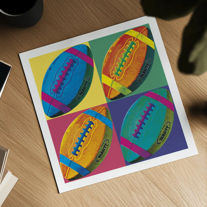 Ball Four Football by Wild Apple Portfolio. Shown as a detailed flat fine art print, highlighting archival giclee quality. Available as an archival giclee rolled canvas, fine art paper, or poster print. SKU 9872a.