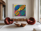 Ball Four Football by Wild Apple Portfolio. Shown as extra-large giant wall art in a modern living room. Available as an archival giclee rolled canvas, fine art paper, or poster print. SKU 9872a.