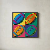 Ball Four Football Crop by Wild Apple Portfolio. Shown in a sleek black glass frame for a contemporary gallery look. Available as an archival giclee rolled canvas, fine art paper, or poster print. SKU 87743a.
