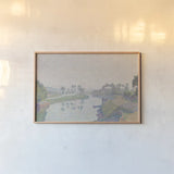 Banks of The Oise at Dawn by Wild Apple Portfolio. shown as a paper print in a natural frame. Available as a archival giclee rolled canvas, fine art paper, or poster print. SKU 102478i.