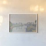 Banks of The Oise at Dawn by Wild Apple Portfolio. shown as a paper print in a white frame. Available as a archival giclee rolled canvas, fine art paper, or poster print. SKU 102478i.