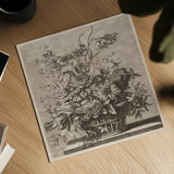 Basket of Flowers by Wild Apple Portfolio. Shown as a detailed flat fine art print, highlighting archival giclee quality. Available as an archival giclee rolled canvas, fine art paper, or poster print. SKU 104853a.