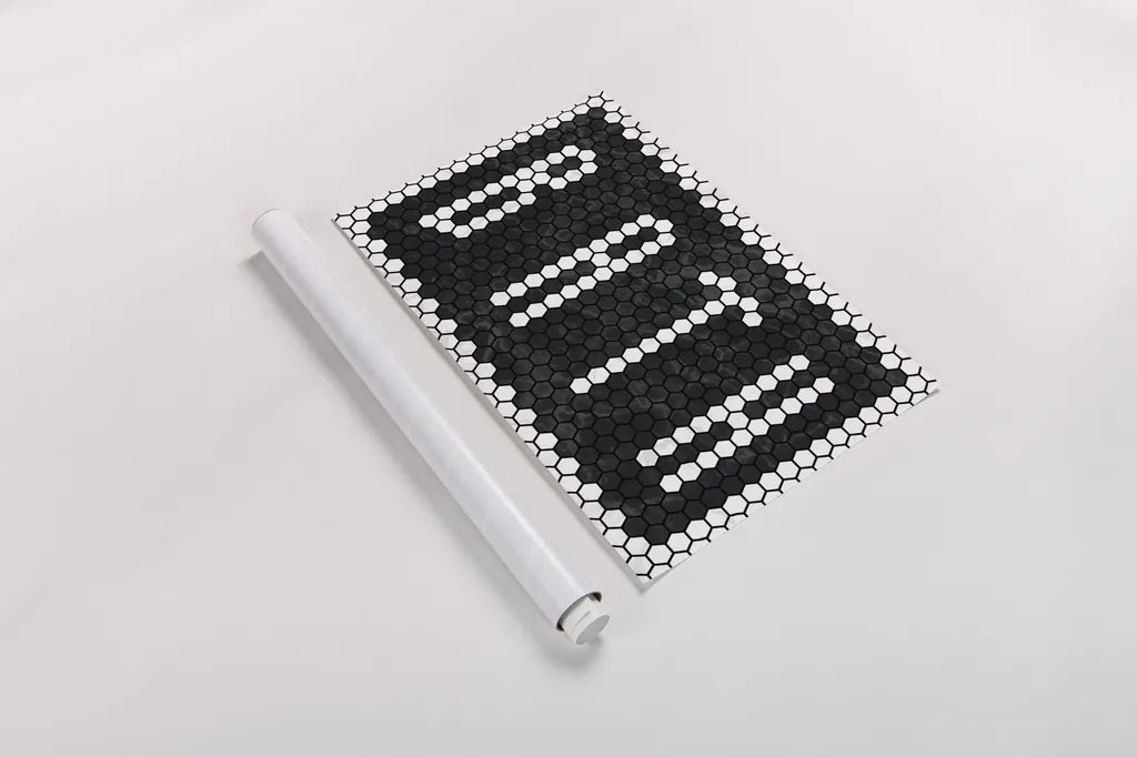 Bath Tiles Inverted by Wild Apple Portfolio. shown as a rolled paper print. Available as archival giclee rolled canvas, fine art paper, or poster print. SKU 79198i.