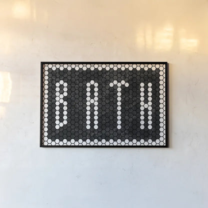 Bath Tiles Inverted by Wild Apple Portfolio. shown as a paper print in a black flame. Available as a archival giclee rolled canvas, fine art paper, or poster print. SKU 79198i.