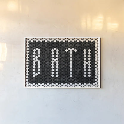 Bath Tiles Inverted by Wild Apple Portfolio. shown as a paper print in a white frame. Available as a archival giclee rolled canvas, fine art paper, or poster print. SKU 79198i.