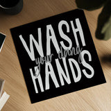 Bathroom Advice I BW by Wild Apple Portfolio. Shown as a detailed flat fine art print, highlighting archival giclee quality. Available as an archival giclee rolled canvas, fine art paper, or poster print. SKU 84765a.