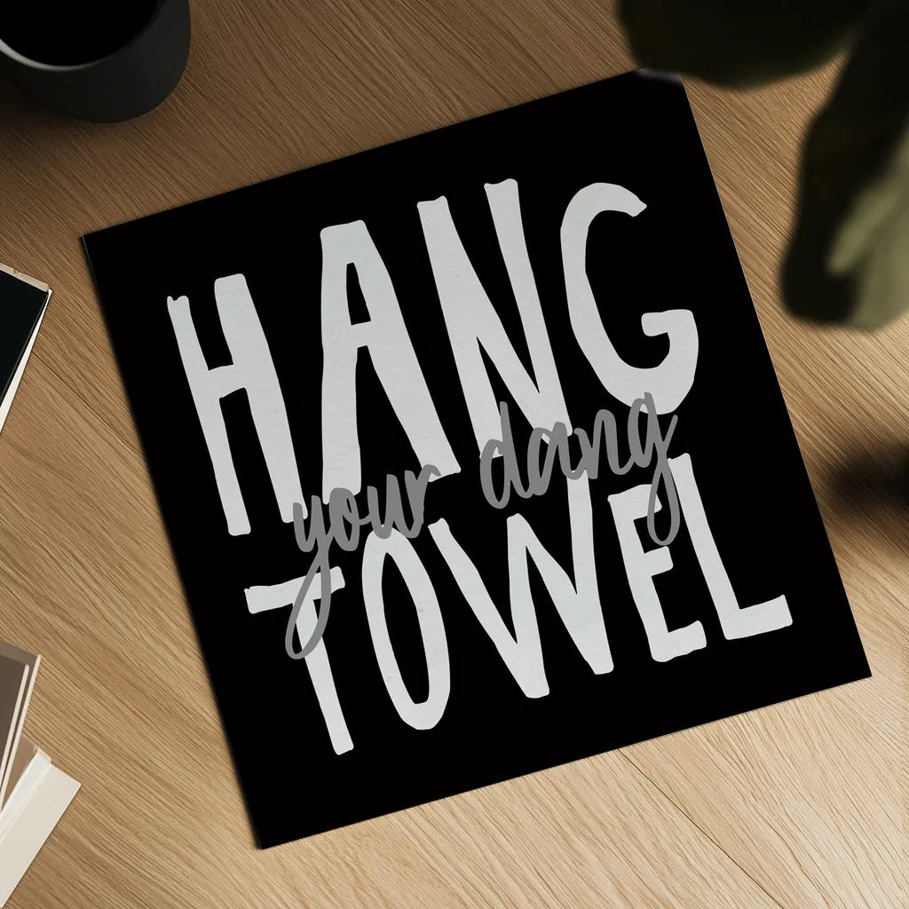 Bathroom Advice II BW by Wild Apple Portfolio. Shown as a detailed flat fine art print, highlighting archival giclee quality. Available as an archival giclee rolled canvas, fine art paper, or poster print. SKU 84766a.