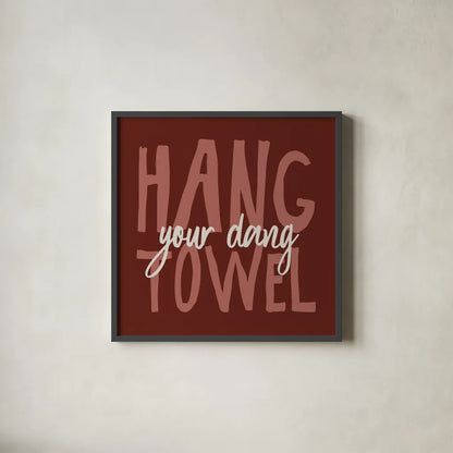 Bathroom Advice II Red by Wild Apple Portfolio. Shown in a sleek black glass frame for a contemporary gallery look. Available as an archival giclee rolled canvas, fine art paper, or poster print. SKU 68260a.