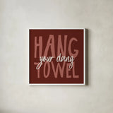 Bathroom Advice II Red by Wild Apple Portfolio. Shown in a crisp white glass frame for a clean and minimalist style. Available as an archival giclee rolled canvas, fine art paper, or poster print. SKU 68260a.