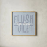 Bathroom Advice III by Wild Apple Portfolio. Shown in a natural wood glass frame for a timeless modern aesthetic. Available as an archival giclee rolled canvas, fine art paper, or poster print. SKU 62976a.