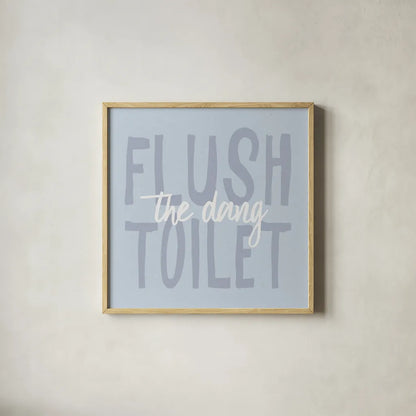 Bathroom Advice III by Wild Apple Portfolio. Shown in a natural wood glass frame for a timeless modern aesthetic. Available as an archival giclee rolled canvas, fine art paper, or poster print. SKU 62976a.