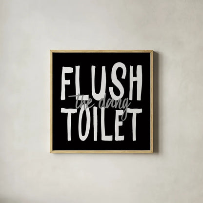 Bathroom Advice III BW by Wild Apple Portfolio. Shown in a natural wood glass frame for a timeless modern aesthetic. Available as an archival giclee rolled canvas, fine art paper, or poster print. SKU 84767a.