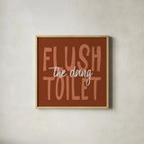 Bathroom Advice III Brown by Wild Apple Portfolio. Shown in a natural wood glass frame for a timeless modern aesthetic. Available as an archival giclee rolled canvas, fine art paper, or poster print. SKU 68261a.